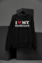 I Love My Girlfriend Printed Cotton Long Sleeved 3-Yarn Hooded Sweathirt