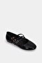 Tessa Patent Leather 3-Stripes Black Ballerinas - 2