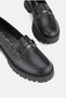 Women's Black Genuine Natural Leather 36-41 Size Buckle Daily Loafer Shoes