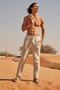 Beige Muslin Linen Trousers - 3