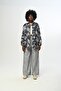 Women's Patterned Oversize Cut Shirt with Pockets - 3