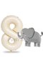 Cute Elephant Balloon 8Th Birthday Balloon Set Safari Concept Elephant Balloon and Cream Color Number Balloon