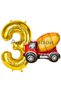Construction Mixer Truck Balloon 3Rd Birthday Balloon Set Construction Machinery Concept and Gold Number Balloon