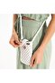 Ecru Hand Knitted Cell Phone Bag - Hand Knitted Ecru Crossbody Bag - Hand Knitted Ecru Mini Wallet Bag - 4