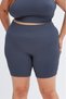 Curve Women's Plus Size Ribbed High Waist Gathering Knitted Biker Shorts Short Anthracite Leggings - 3