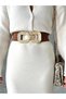 Gold Buckle Snap Elastic Women's Belt, Jacket Belt, Shirt Belt, Dress Belt - 2