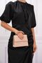 Women's Nude Satin Shoulder Bag with Stone Handle Detail - 5