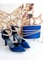 Women's Navy Blue Satin Evening Dress Shoes & Bag Combination 352ç (Buy Size Small)