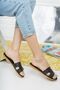 Women's Black Daily Slippers Leather Dowry Bundle Guest Sea Home Beach Slippers - 4