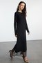 Black Skirt Tulle Detail Knitwear Dress Tctaw25Eb00038