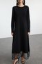Black Skirt Tulle Detail Knitwear Dress Tctaw25Eb00038 - 3