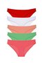 5 Pieces Super Eco Set Lycra Women's Slip Panties Red White Powder Green Fuchsia