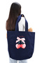 Cloth Women's Bag, Large Volume, Navy Blue Cherry Printed Hand and Shoulder Tote Bag - 3