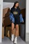 Black Printed Oversize Tshirt - 5