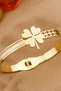 Inline Zircon Cubic Zirconia Clover Model Elegant Tarnish Stainless Steel 316L Handcuff Bracelet - New Season - 4