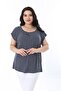 Women's Plus Size Navy Blue Collar Pleated Low Sleeve Blouse 65N38212 - 3
