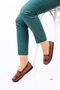 Women's Tan Full Orthopedic Laceless Flat Shoes - 5