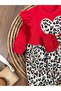 Leopard Patterned and Heart Detailed Jumpsuit with Snaps on the Bottom for Baby Girl - 4