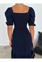 Black Sax Polka Dot Giped Watermelon Sleeve Woven Viscose Anti-Sweat Fabric Women's Kilos Dress - 4