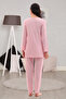Pink Long Sleeve Maternity Pajama Set with Hidden Breastfeeding Pocket - 3