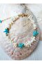 Blue coral natural stone anklet with sea star - 5