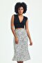 Leopard Pattern Viscose Satin Midi Skirt - Beige - 5