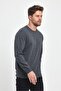 Men's Anthracite Crew Neck Embroidery Detailed Regular Fit Sweatshirt - 4
