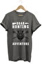 Hunting Pig Printed Hunter Hunting Themed 100% Cotton Regular Fit Gray T-Shirt