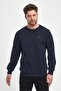 Men's Navy Blue Crew Neck Embroidery Detailed Regular Fit Sweatshirt - 2
