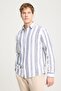 Relaxed Fit Wide Cut 100% Cotton Navy Blue Shirt