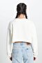 Regular Fit Regular Cut Crew Neck 100% Cotton Women's Ecru Crop Logo Sweatshirt - 5