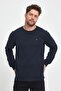 Men's Navy Blue Crew Neck Embroidery Detailed Regular Fit Sweatshirt