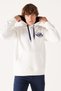 Loose Fit Relaxed Fit Off White Men's Hooded Sweatshirt - 4