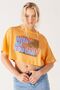 Loose Fit Relaxed Cut 100% Cotton Crew Neck Mustard Crop T-Shirt