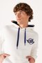 Loose Fit Relaxed Fit Off White Men's Hooded Sweatshirt - 5