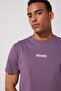 Loose Fit 100% Cotton Crew Neck Purple T-Shirt - 5
