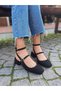 Black Suede Mary Jane Square Blunt Toe Heeled Shoes Tarakliayklr 1No Büyüalin - 3
