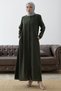 Ferace with Pearl and Stone Detail on the Sleeves - Khaki - 4