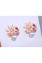 ACCESSORY Flower Earrings with Pearls and Zirconia - 3