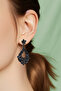 Drop Shaped Dangling Black Stone Evening Dress Women's Earrings - 2
