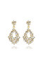 Drop Shaped Dangle White Stone Gold Color Evening Dress Women's Earrings - 3