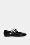 Tessa Patent Leather 3-Stripes Black Ballerinas