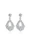 Drop Shaped Dangle White Stone Silver Color Evening Dress Women's Earrings - 3