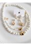 Necklace Earrings Bracelet Pearl Suit Triple Set