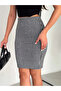 Women's Houndstooth Patterned Cashmere Knee-Length Pencil Skirt - 4