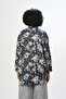 Women's Patterned Oversize Cut Shirt with Pockets - 4