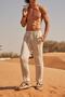 Beige Muslin Linen Trousers - 2
