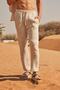 Beige Muslin Linen Trousers - 6