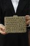 Women's Gold Stone Evening Dress Clutch Portfolio Bag - 5