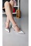 Women's Silver Stone Satin Evening Dress Shoes 355 - 3
